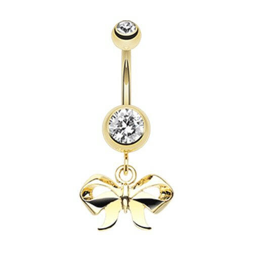 Golden Dainty Bow-Tie Belly Button Ring Navel Ring Impulse Piercings