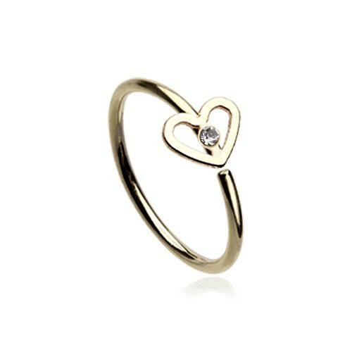 Golden Dainty Heart Bendable Nose Hoop Nose Ring Impulse Piercings 20 gauge (0.8mm) 5/16" (8mm)