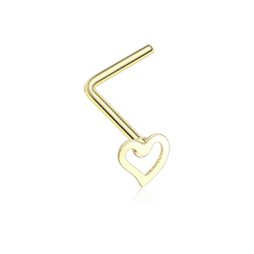 Golden Dainty Heart Icon L-Shaped Nose Ring Nose Ring Impulse Piercings