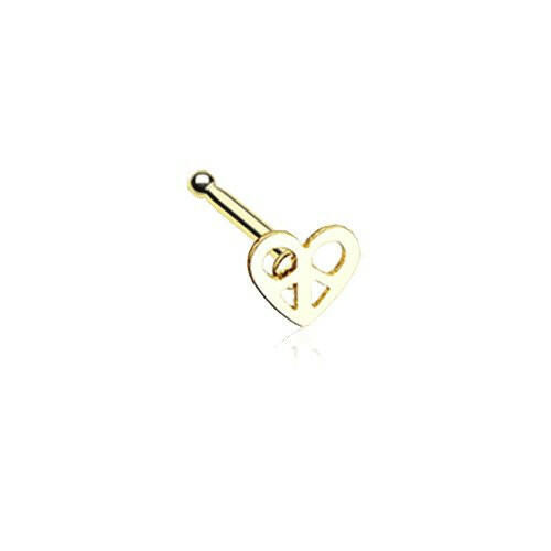 Golden Dainty Peace Sign Heart Icon Nose Stud Ring Nose Ring Impulse Piercings