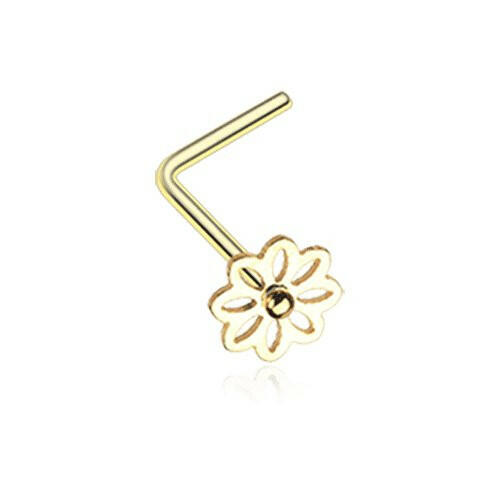 Golden Daisy Breeze Flower L-Shaped Nose Ring Nose Ring Impulse Piercings