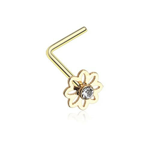 Golden Daisy Breeze Sparkle L-Shaped Nose Ring Nose Ring Impulse Piercings