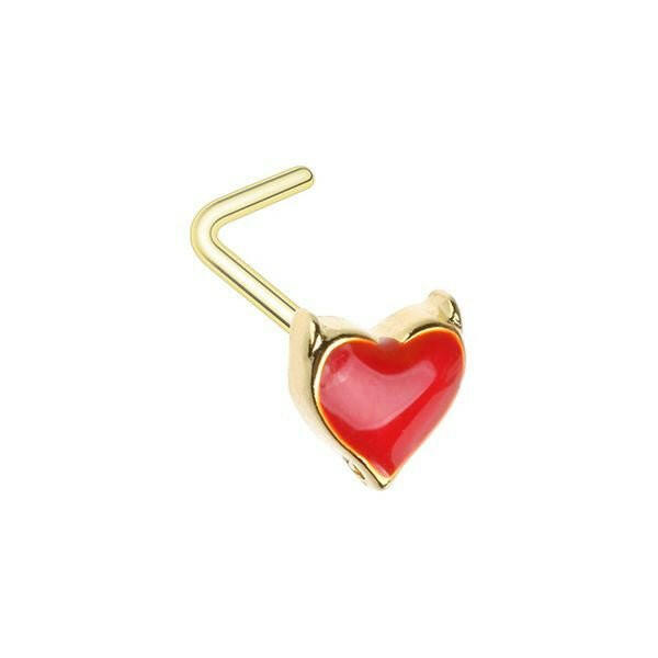 Golden Devil's Heart L-Shape Nose Ring Nose Ring Impulse Piercings Default Title