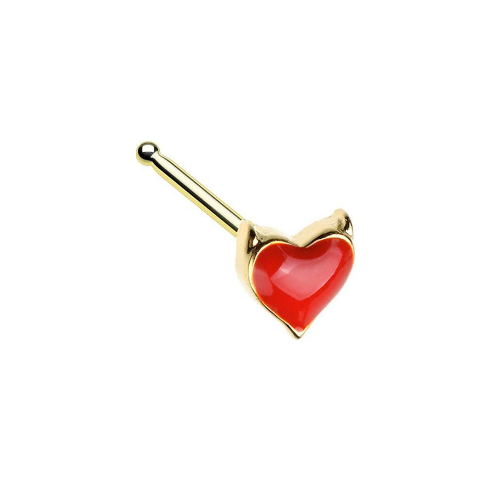 Golden Devil's Heart Nose Stud Ring Nose Ring Impulse Piercings Default Title