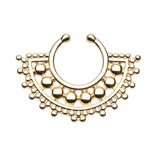 Golden Divine Filigree Fake Septum Clip-On Ring Fake Septum Ring Impulse Piercings