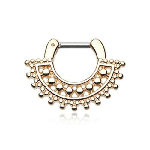 Golden Divine Filigree Septum Clicker Septum Ring Impulse Piercings 16 GA (1.2mm) 1/4" (6mm)