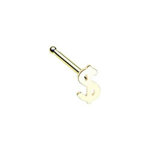 Golden Dollar Money Sign Nose Stud Ring Nose Ring Impulse Piercings 20 gauge (0.8mm)