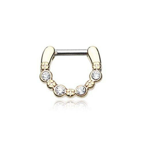 Golden Elan Multi-Gem Septum Clicker Septum Ring Impulse Piercings 16 GA (1.2mm) 1/4" (6mm)