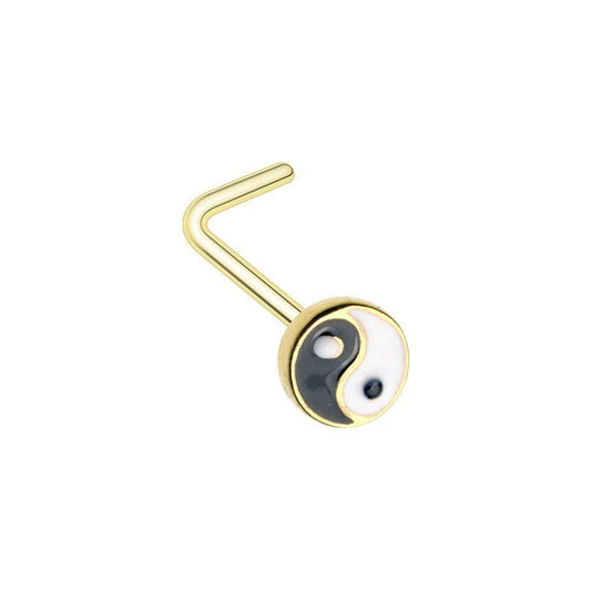 Golden Enamel Yin Yang L-Shape Nose Ring Nose Ring Impulse Piercings Default Title