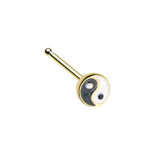 Golden Enamel Yin Yang Nose Stud Ring Nose Ring Impulse Piercings Default Title