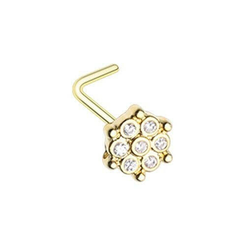 Golden Extravagant Snowflake CZ L-Shape Nose Ring Nose Ring Impulse Piercings Default Title