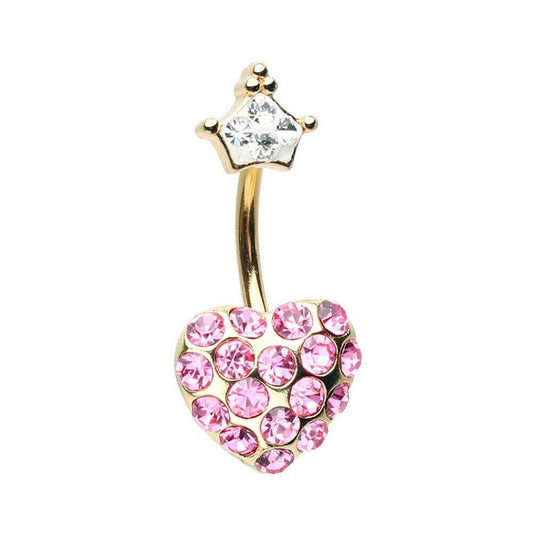 Golden Fairytale Heart Crown Belly Button Ring Navel Ring Impulse Piercings