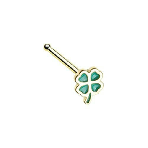 Golden Feeling Lucky Shamrock Clover Nose Stud Nose Ring Impulse Piercings 20 gauge (0.8mm)