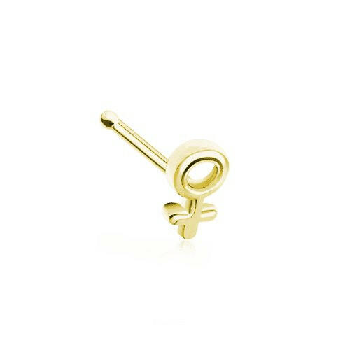 Golden Female Gender Sign Nose Stud Ring Nose Ring Impulse Piercings