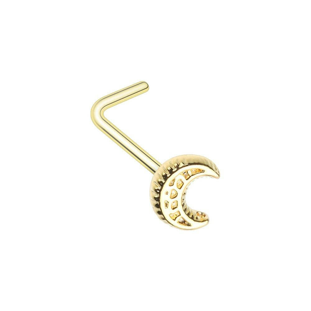 Golden Filigree Moon L-Shape Nose Ring Nose Ring Impulse Piercings