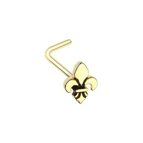 Golden Fleur De Lis L-Shape Nose Ring Nose Ring Impulse Piercings