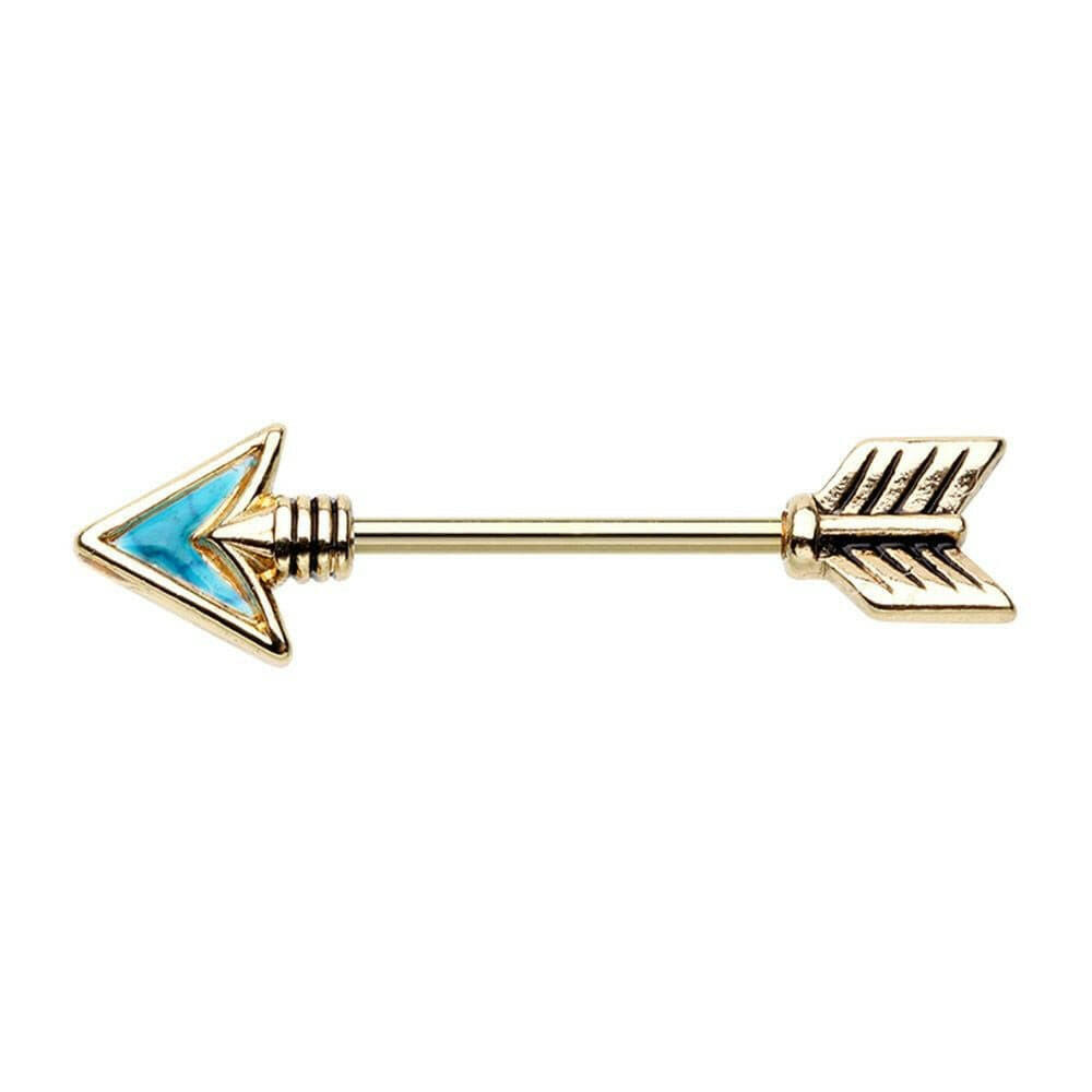 Golden Follow Your Own Arrow Nipple Barbell Ring Nipple Ring Impulse Piercings