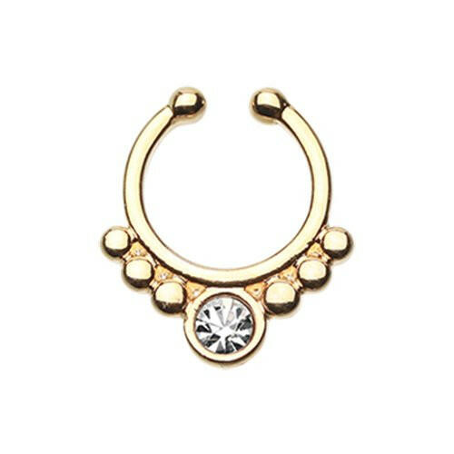 Golden Gem Grandiose Fake Septum Clip-On Ring Fake Septum Ring Impulse Piercings