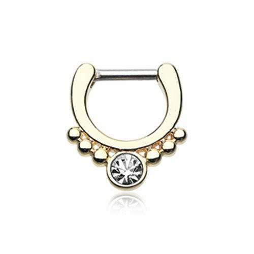 Golden Gem Grandiose Septum Clicker Septum Ring Impulse Piercings 16 GA (1.2mm) 1/4" (6mm)