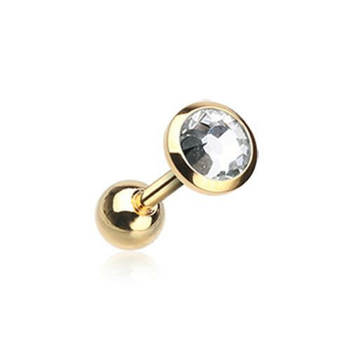 Golden Gem Sparkle Cartilage Tragus Earring Cartilage Earring Impulse Piercings 1/8" (3mm) Clear