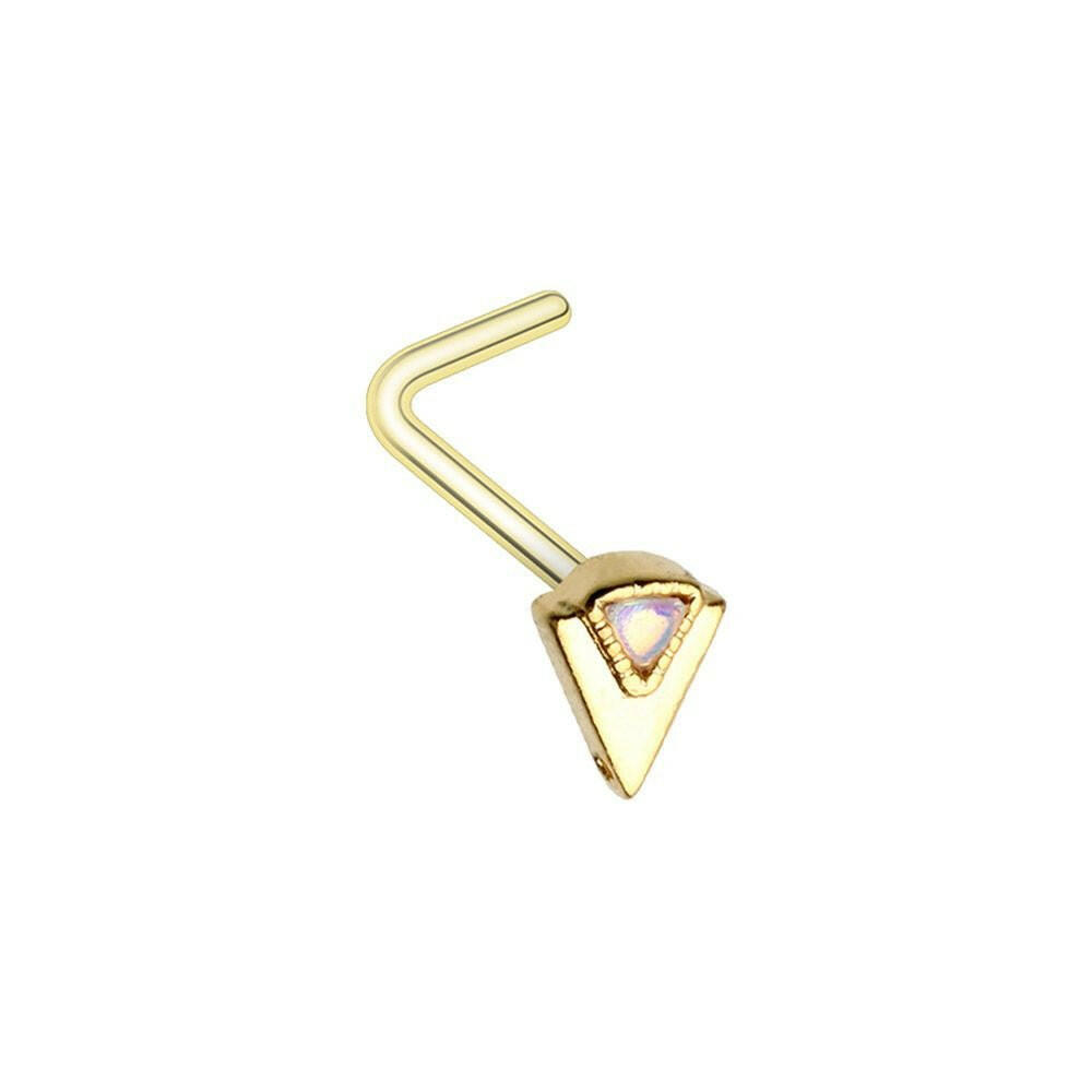 Golden Geometric Triangle Moonstone L-Shape Nose Ring Nose Ring Impulse Piercings Default Title