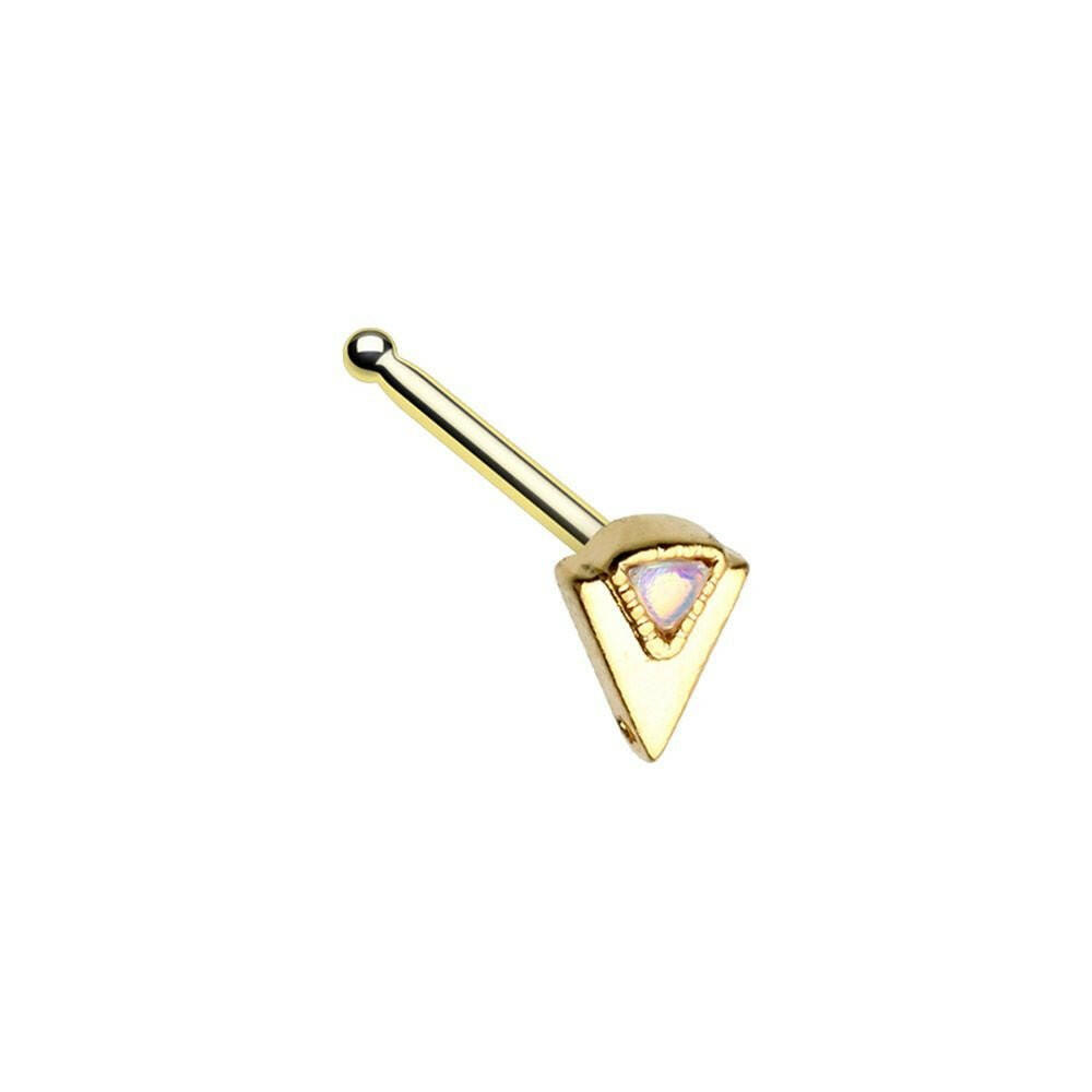 Golden Geometric Triangle Moonstone Nose Stud Ring Nose Ring Impulse Piercings Default Title