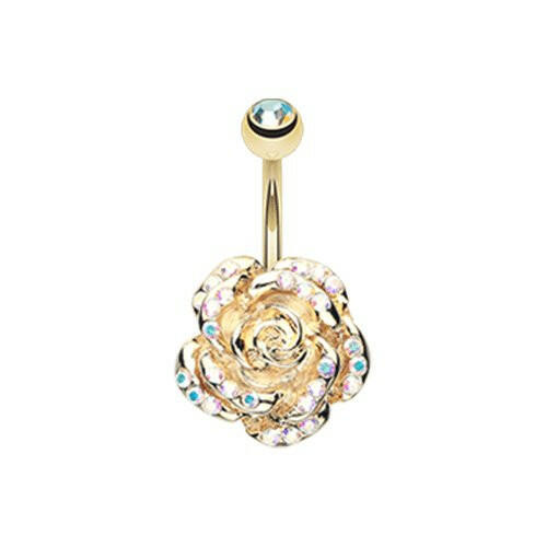 Golden Gleam Rose Belly Button Ring Navel Ring Impulse Piercings