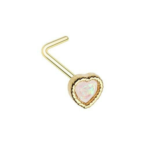 Golden Glitter Opal Heart Shape L-Shape Nose Ring Nose Ring Impulse Piercings Default Title