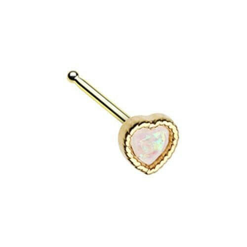 Golden Glitter Opal Heart Shape Nose Stud Ring Nose Ring Impulse Piercings Default Title