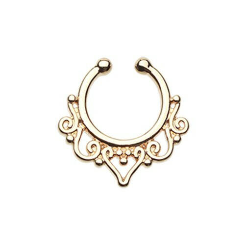 Golden Goddess Filigree Fake Septum Clip-On Ring Fake Septum Ring Impulse Piercings