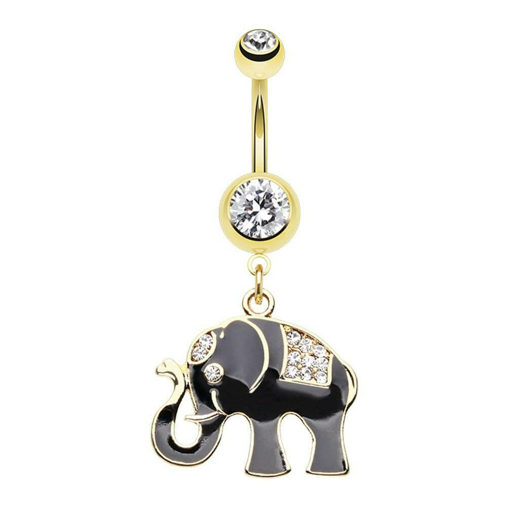 Golden Good Luck Ganesh Elephant Belly Button Ring Navel Ring Impulse Piercings