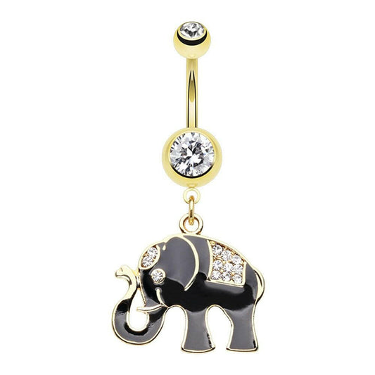 Golden Good Luck Ganesh Elephant Belly Button Ring Navel Ring Impulse Piercings