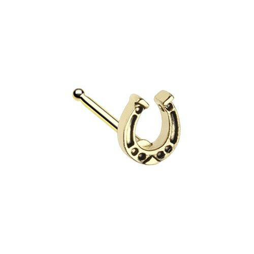 Golden Good Luck Horseshoe Nose Stud Ring Bone Nose Ring Impulse Piercings