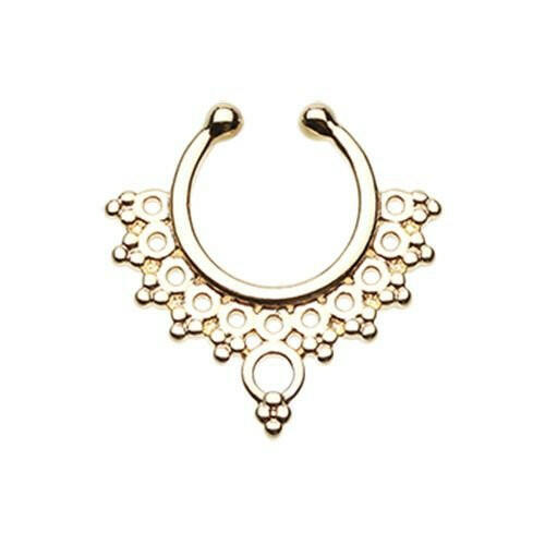 Golden Grand Entice Filigree Fake Septum Clip-On Ring Fake Septum Ring Impulse Piercings