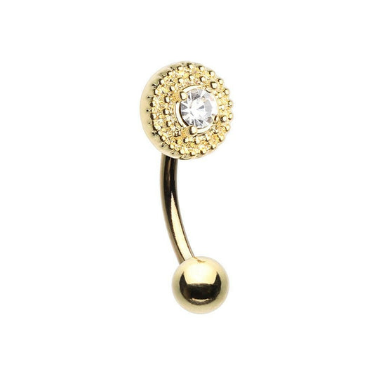 Golden Grand Royal Gem Ball Curved Barbell Eyebrow Ring Curved Barbell Impulse Piercings