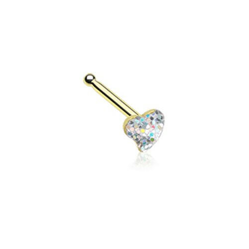 Golden Heart Glitter Sparkle Nose Stud Ring Nose Ring Impulse Piercings