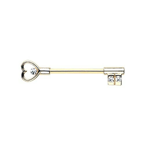 Golden Heart Key Nipple Barbell Ring Nipple Ring Impulse Piercings