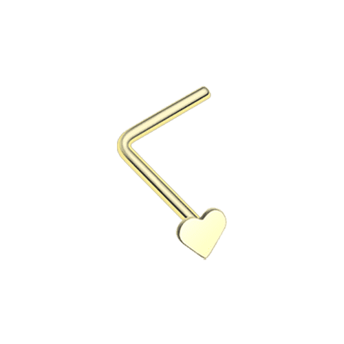 Golden Heart L-Shaped Nose Ring Nose Ring Impulse Piercings