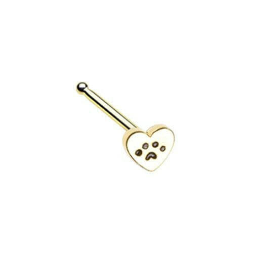 Golden Heart Paw Animal Lover Nose Stud Ring Nose Ring Impulse Piercings Default Title