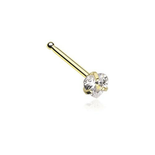 Golden Heart Prong Set Gem Top Nose Stud Ring Nose Ring Impulse Piercings