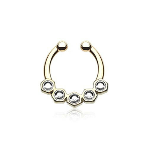 Golden Hexa Gemina Sparkle Fake Septum Clip-On Ring Fake Septum Ring Impulse Piercings