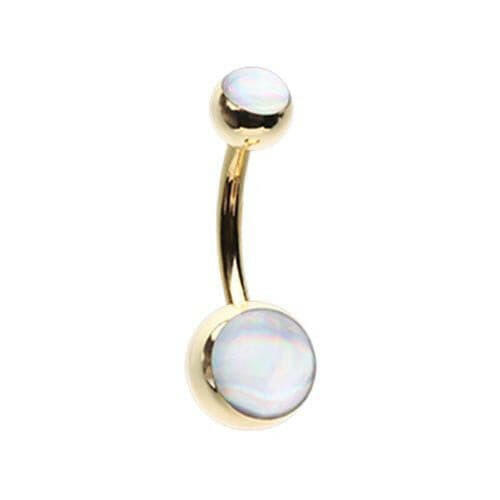 Golden Hologram Sparkle Steel Belly Button Ring Navel Ring Impulse Piercings