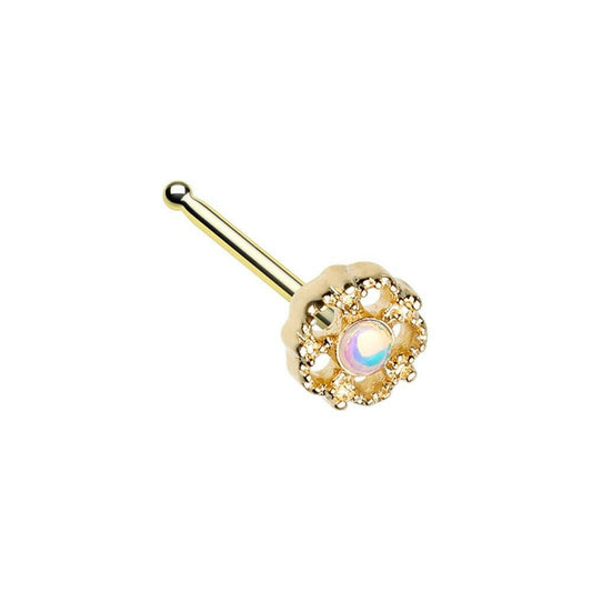 Golden Illuminating Lotus Ornate Nose Stud Ring Nose Ring Impulse Piercings Default Title