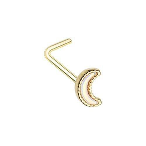 Golden Illuminating Moon Shape L-Shape Nose Ring Nose Ring Impulse Piercings Default Title