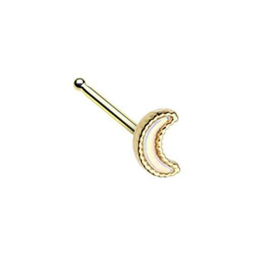 Golden Illuminating Moon Shape Nose Stud Ring Nose Ring Impulse Piercings Default Title