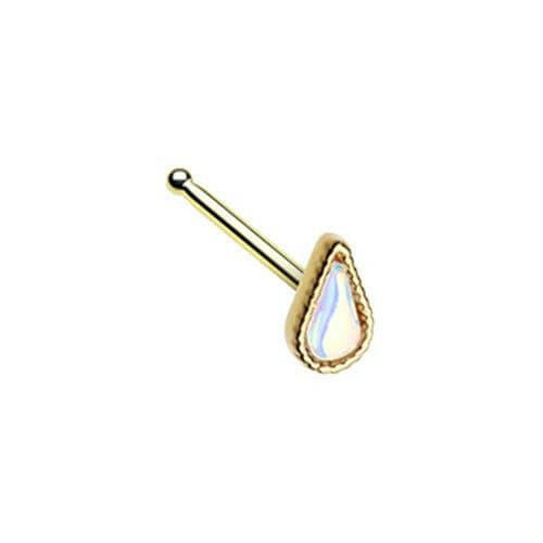 Golden Illuminating Tear Drop Shape Nose Stud Ring Nose Ring Impulse Piercings Default Title