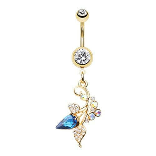 Golden Ivy Leaves Belly Button Ring Navel Ring Impulse Piercings