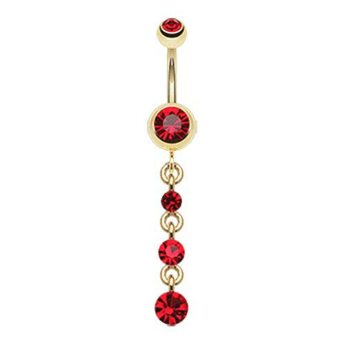 Golden Journey Sparkle Belly Button Ring Navel Ring Impulse Piercings Red