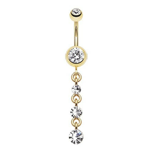 Golden Journey Sparkle Belly Button Ring Navel Ring Impulse Piercings Clear