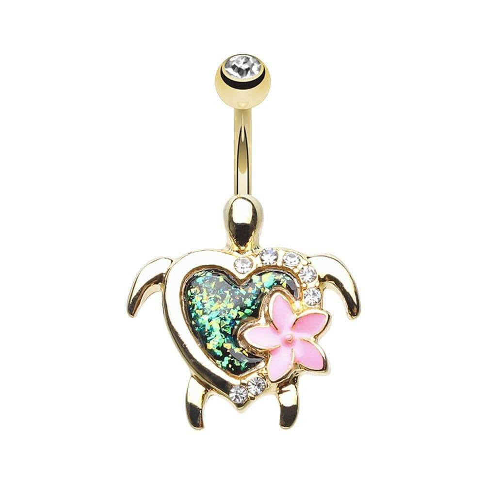 Golden Kauai Flower Turtle Belly Button Ring Navel Ring Impulse Piercings